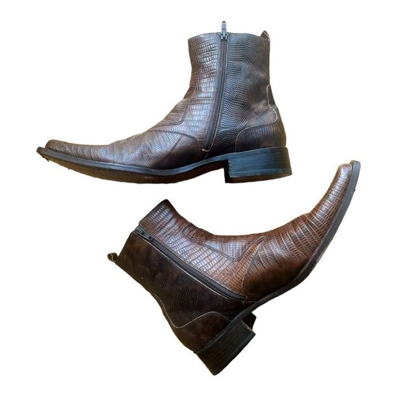 ALDO Men’s Brown Leather Short Ankle Western Cowboy Rodeo Boots Sz 42 - Picture 3 of 11